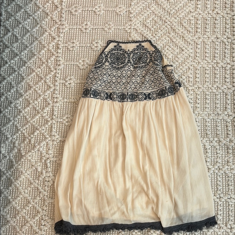 Altar'd State Black and Cream Halter Mini Sundress